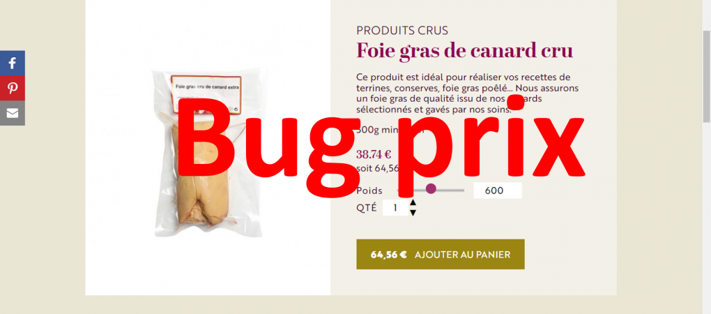 Attention, problème prix site internet